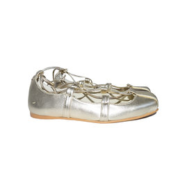Ballerina Leather Shoes in Metallic Gold
