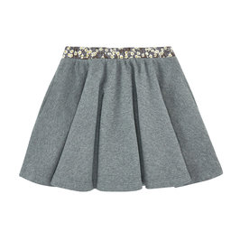 Floral on Grey Flannel Skirt