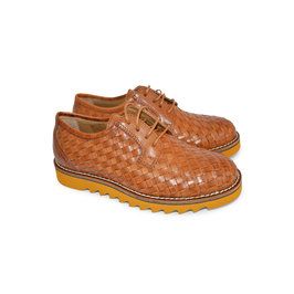 Brown Leather Woven Shoes 