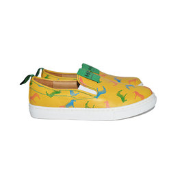 Yellow Leather Zebra Print Trainer Shoes 