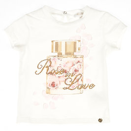 Fancy Perfume Bottle Print T-shirt with Rhinestones 