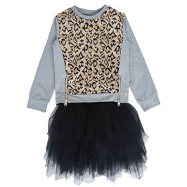 Girl 2 Pieces: Leopard Sequin Top and Black Tulle Dress