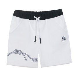 White & Navy Jersey Shorts