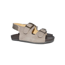 Double-buckled Suede Sandals with Velcro on Back