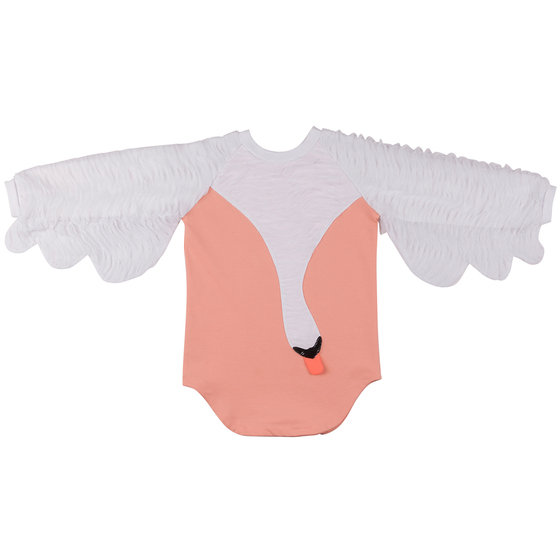 Raglan Swan Wing-Shaped Pink Dress