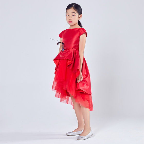 Royal Red Satin Butterfly Dress