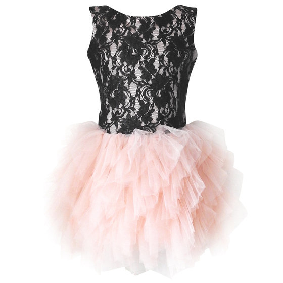 Black Lace Pink Tutu Dress 