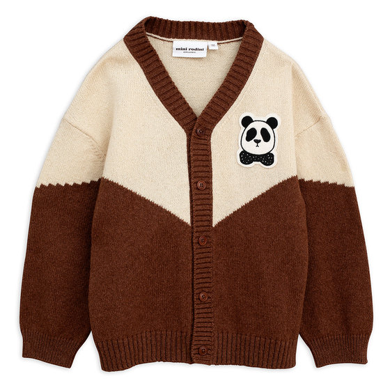 Brown Panda Knitted Wool Cardigan