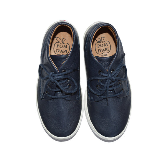 Start desert navy blue leather sneakers | Pom d'Api Shoes and Sandals ...