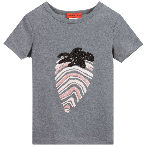 Strawberry Sequins Grey T-shirt