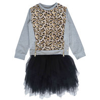 Girl 2 Pieces: Leopard Sequin Top and Black Tulle Dress