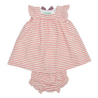 Pink Striped A-line Dress with Bloomers