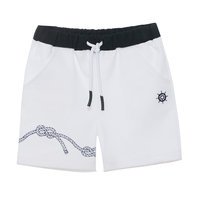 White & Navy Jersey Shorts