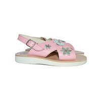 Leather Sandals with Embellished Flower