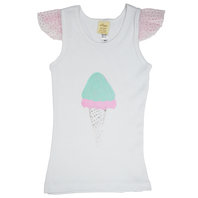 Sugar Cone on White Tank with Flutter Sleeve