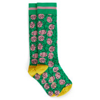 Retro Flowers Green Knee Socks 