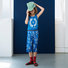 Girl's Blue Printed Long Pleated Skirt Thumbnail