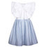 Bow Ruffle Dress in Blue Sparkle Stripe Thumbnail