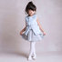 Little Girls Grey and Blue Brocade Skirt Thumbnail