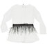 Off White Peplum Top with Detachable Feather Belt Thumbnail