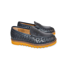 Navy Woven Slip-On Shoes
