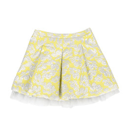 Yellow & silver flower embroidered skirt
