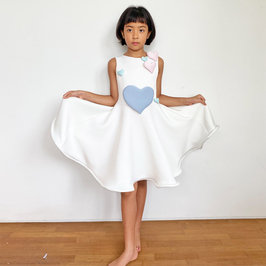 Daughter of the Goddess: Venus Dress in White & Multi-color Hearts
